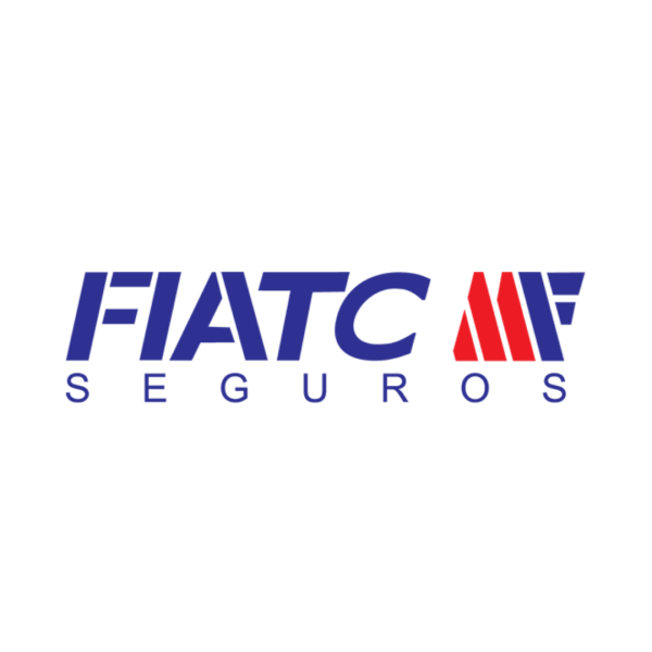 Logotipo de FIATC Seguros, con letras en azul y símbolo en rojo y azul.