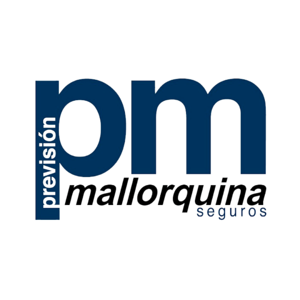 Logotipo de una compañía de seguros llamada 'Premium Mallorca Seguros', con letras grandes en color azul y texto adicional en negro y azul debajo.