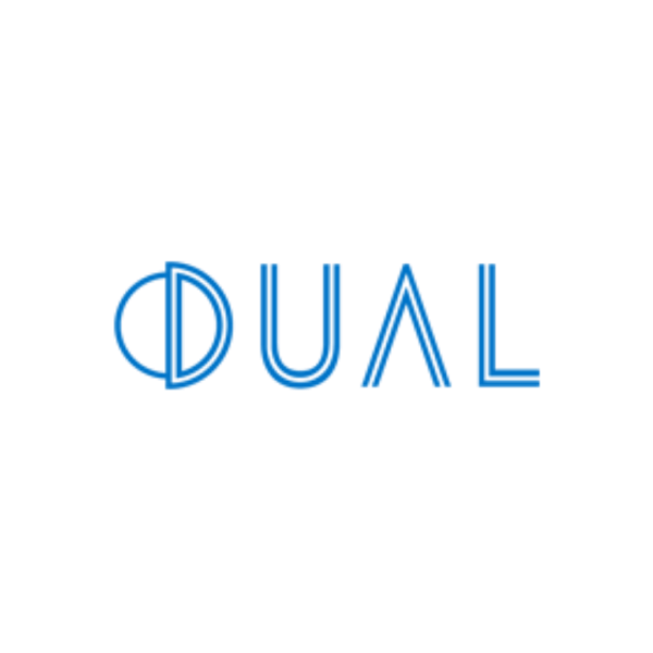 Logotipo de la empresa Dual, en color azul y negro.