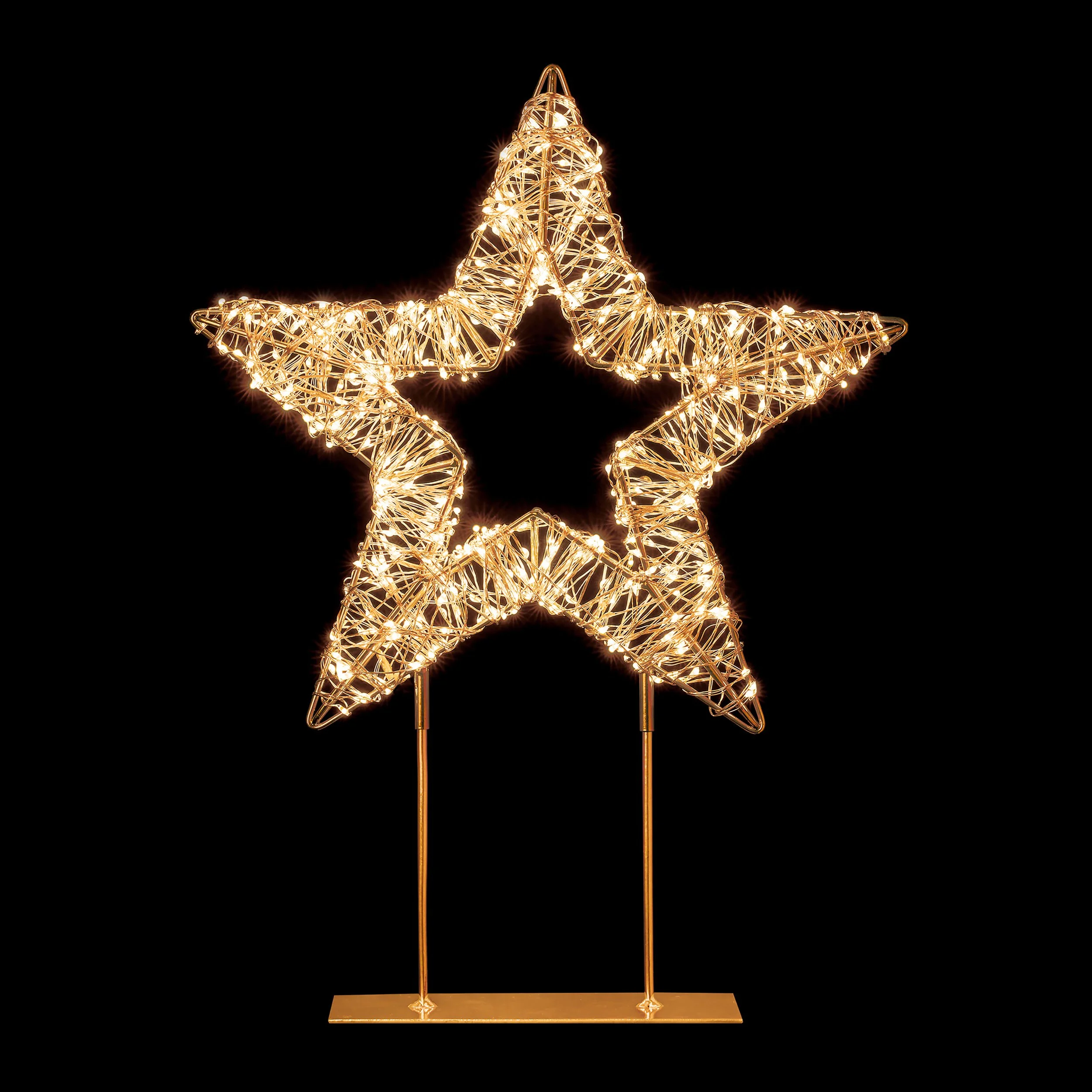 Premier 40cm Twinkling Rose Gold Table Top Star, 500 Warm White LED with Timer