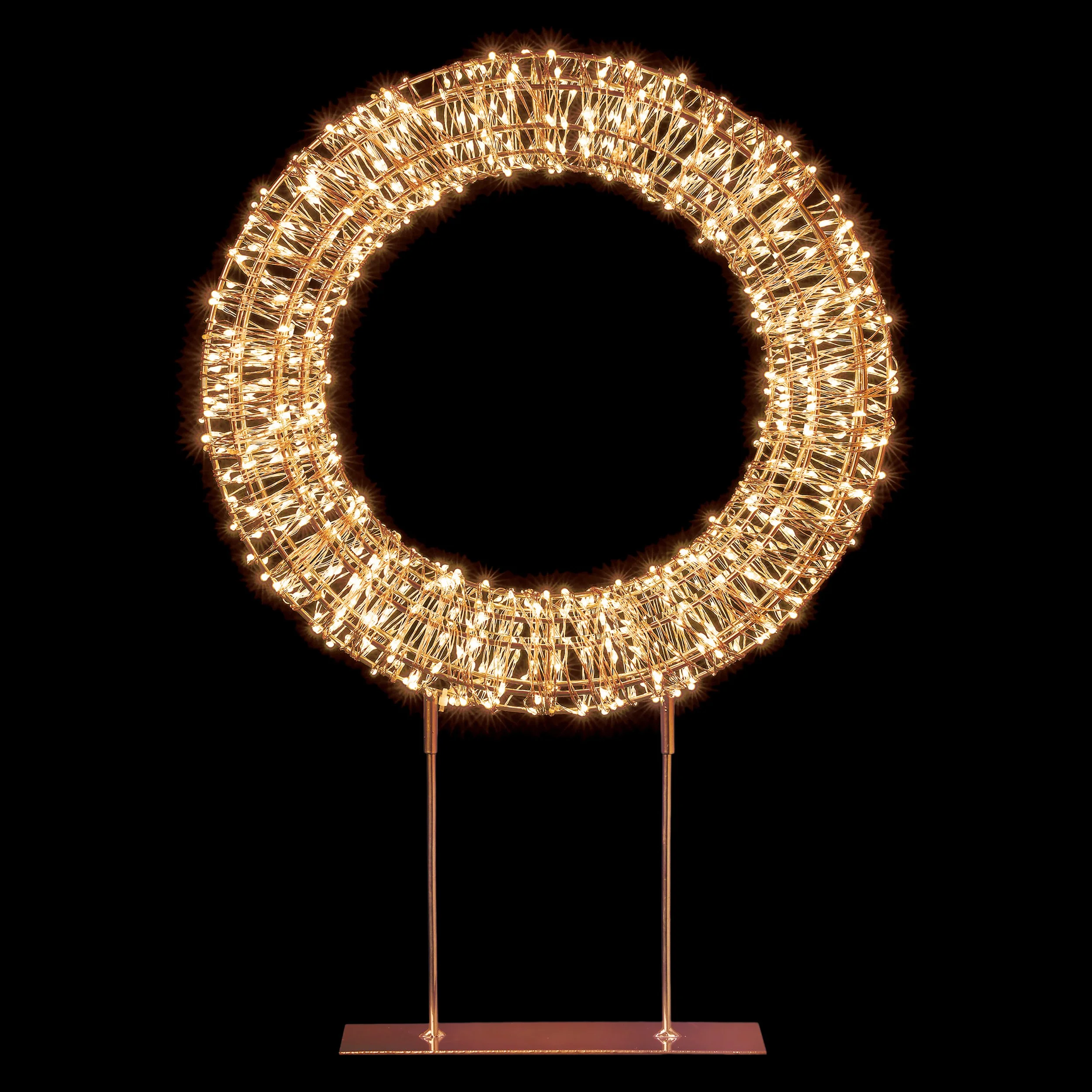Premier 40cm Twinkling Rose Gold Table Top Wreath, 500 Warm White LED with Timer