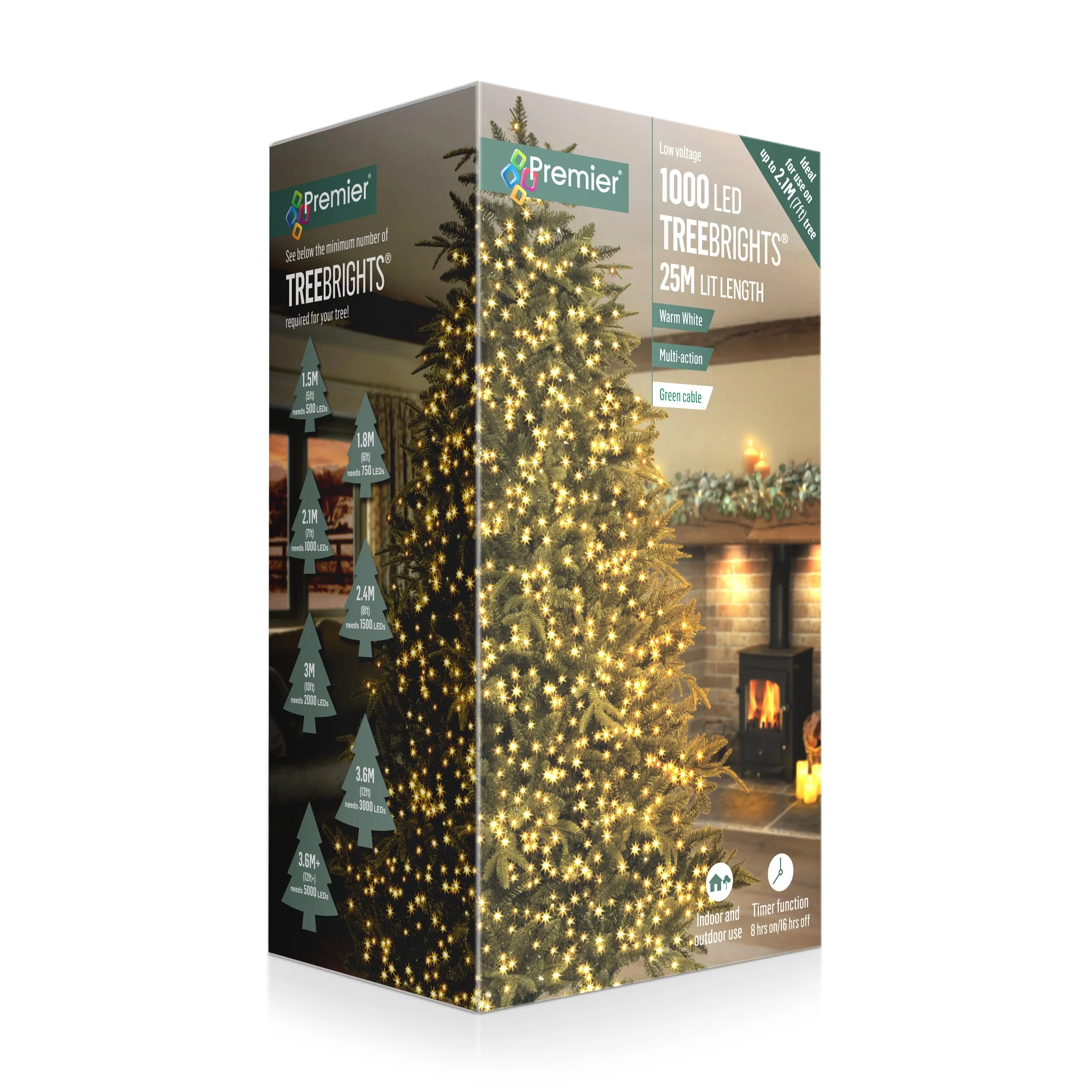 Premier TreeBrights Twin Pack – 2 x 1000 LED Warm White with Timer