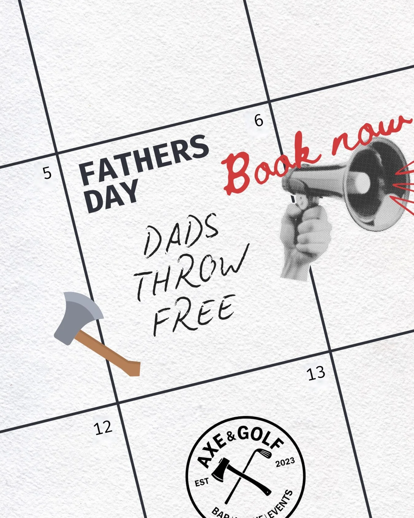 FATHER&rsquo;S DAY IS JUST AROUND THE CORNER ❤️

Treat Dad to some axe-ellent fun this Father&rsquo;s Day! Dads throw FREE all day Sunday 6th of September at Axe and Golf. 🎯🔥

Grab the family, challenge Dad to a few rounds and make some memories to