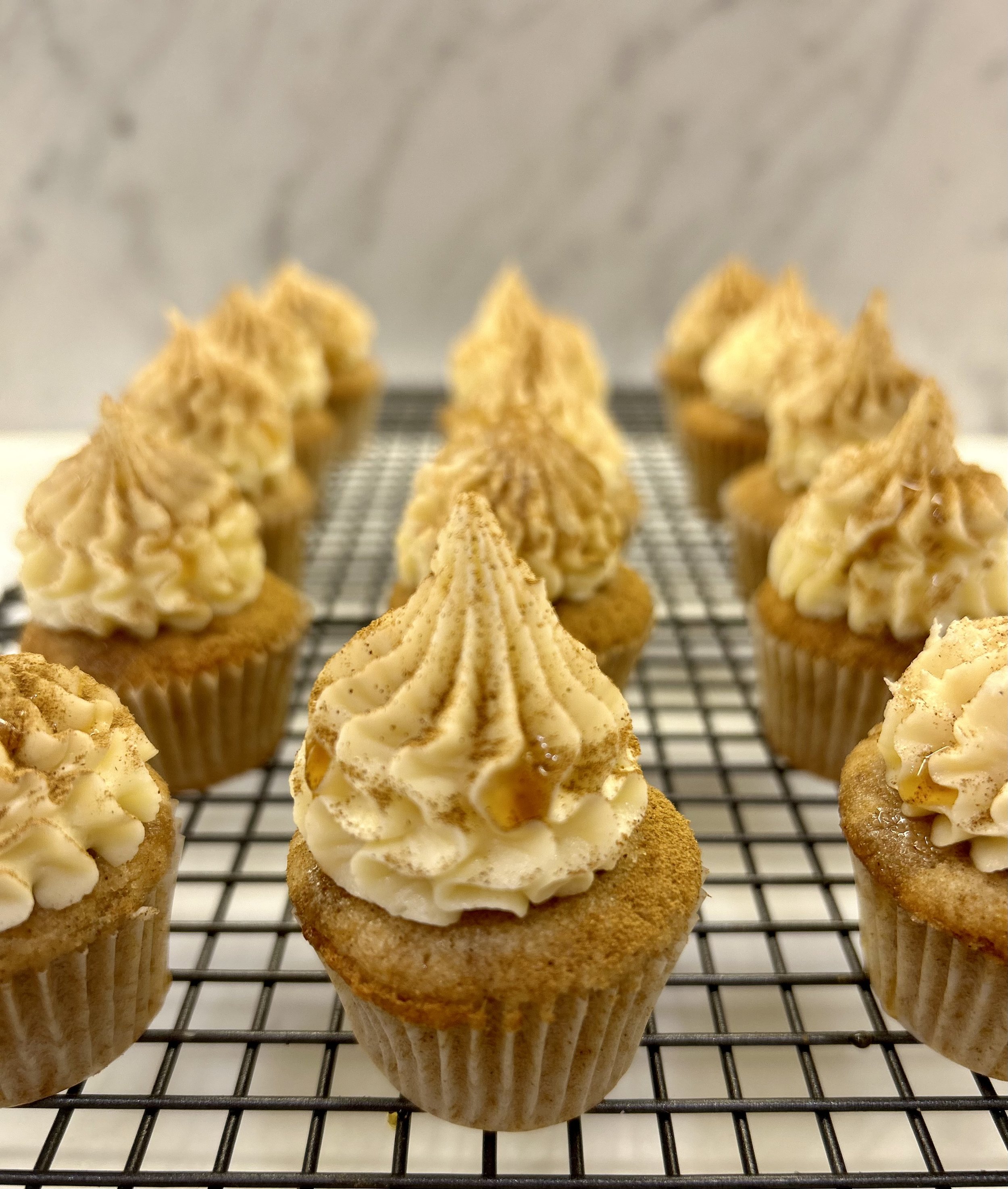 Mini french toast cupcakes with maple buttercream