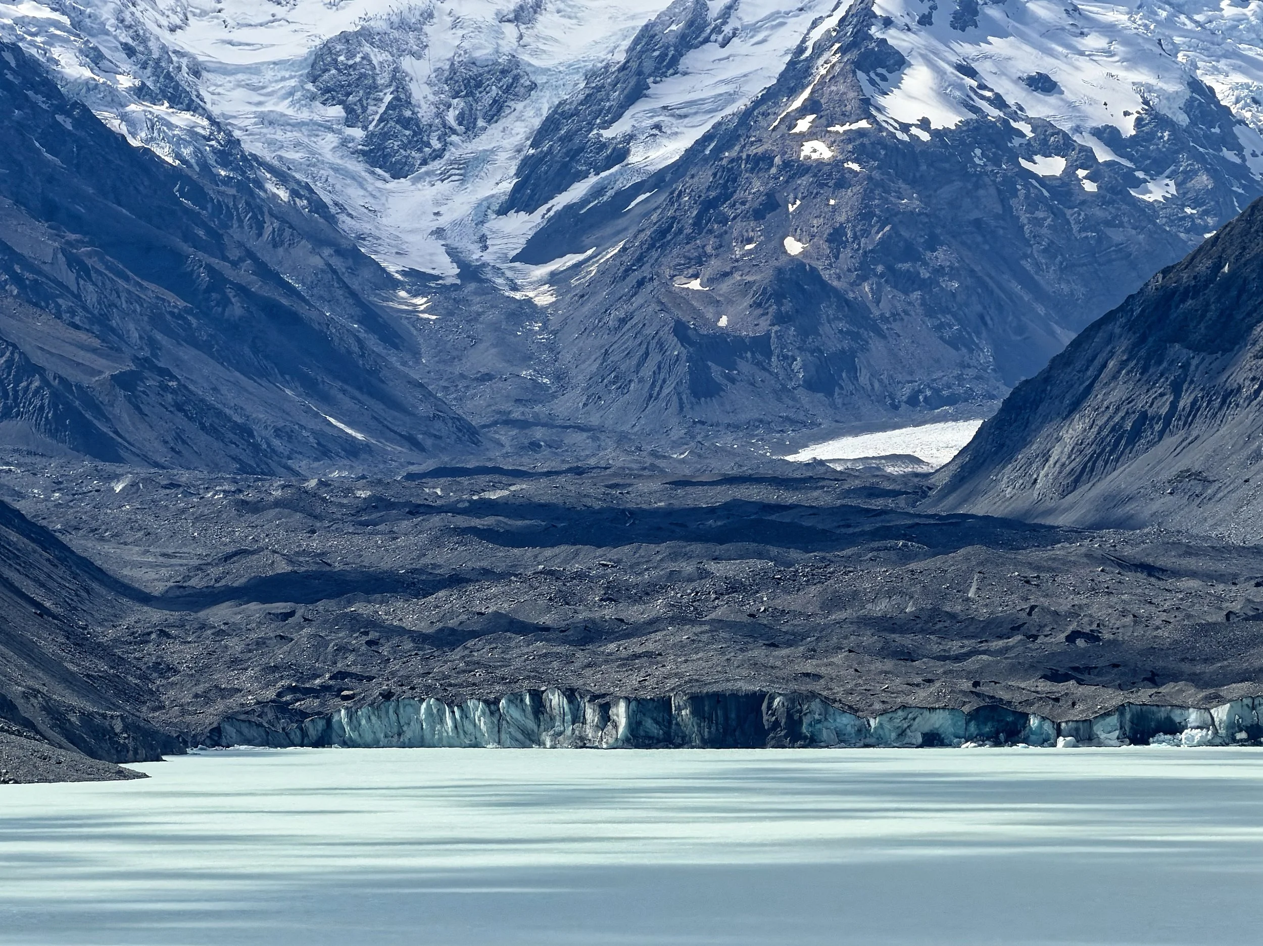 Tasman Glacier and moraine, eastern Southern Alps