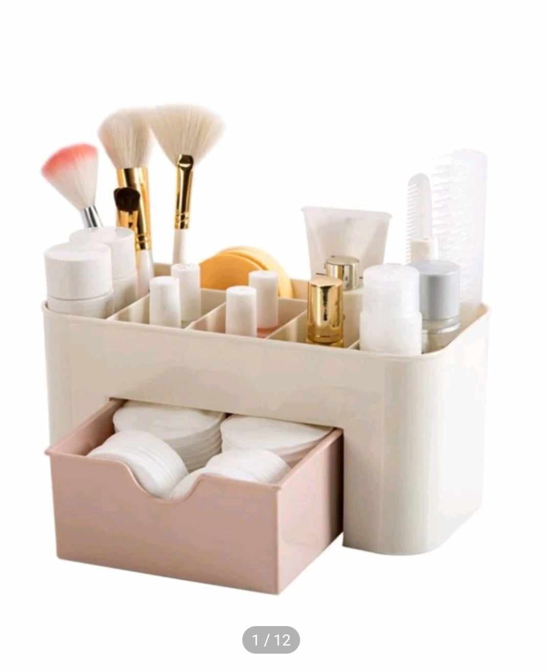 1pc Pink Desktop Drawer Style Mini Storage Cabinet, Makeup