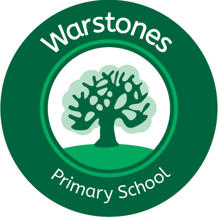 Logo for Warstones Primary School featuring a stylized green tree inside a dark green circle