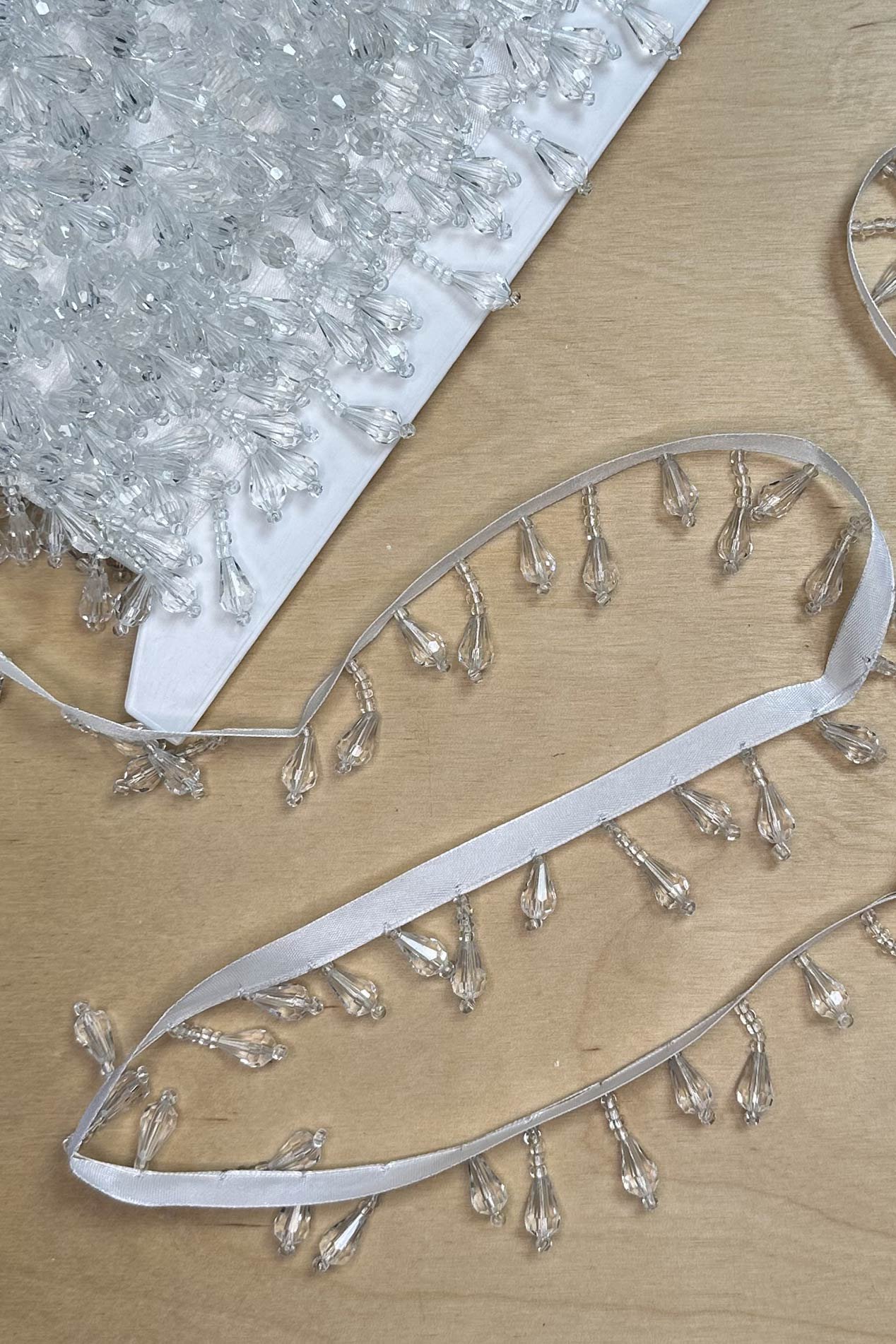White Teardrop Beaded Fringe