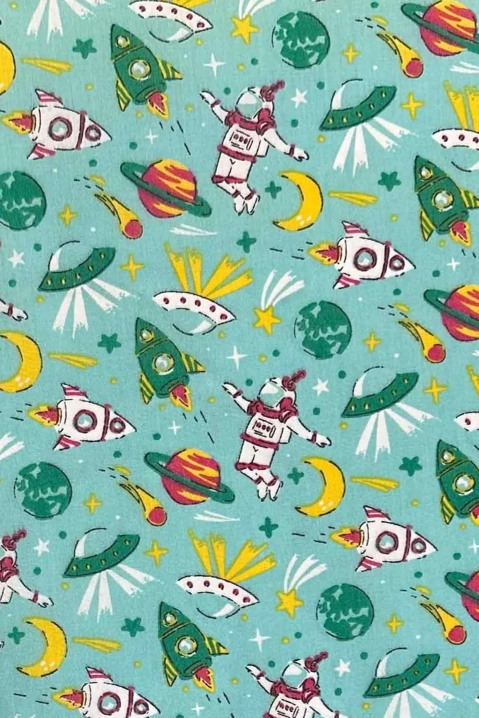 Spaceman print polycotton Fabric