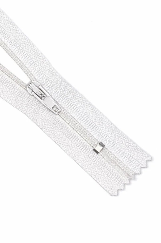 White Closed End Zip