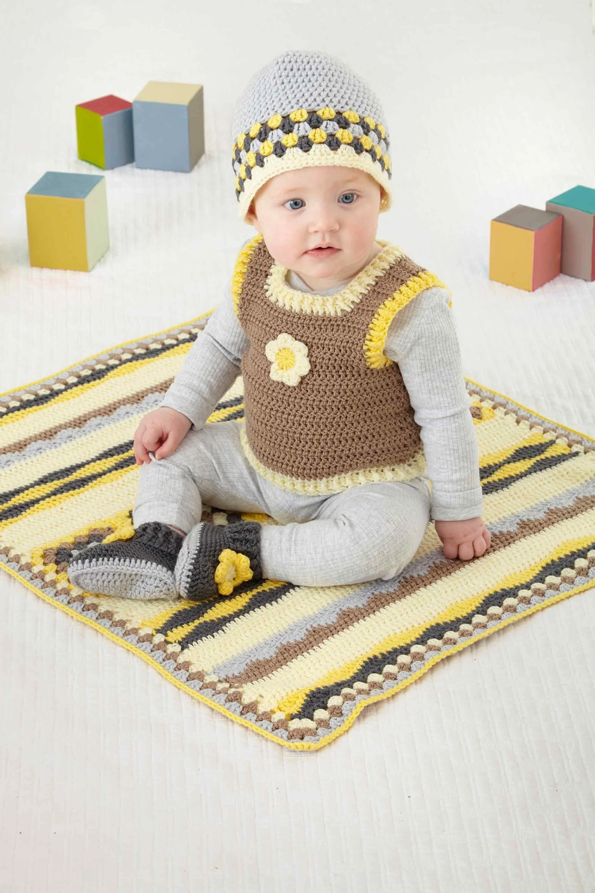 Crochet Baby set in King Cole Cherished DK  (6043) Leaflet