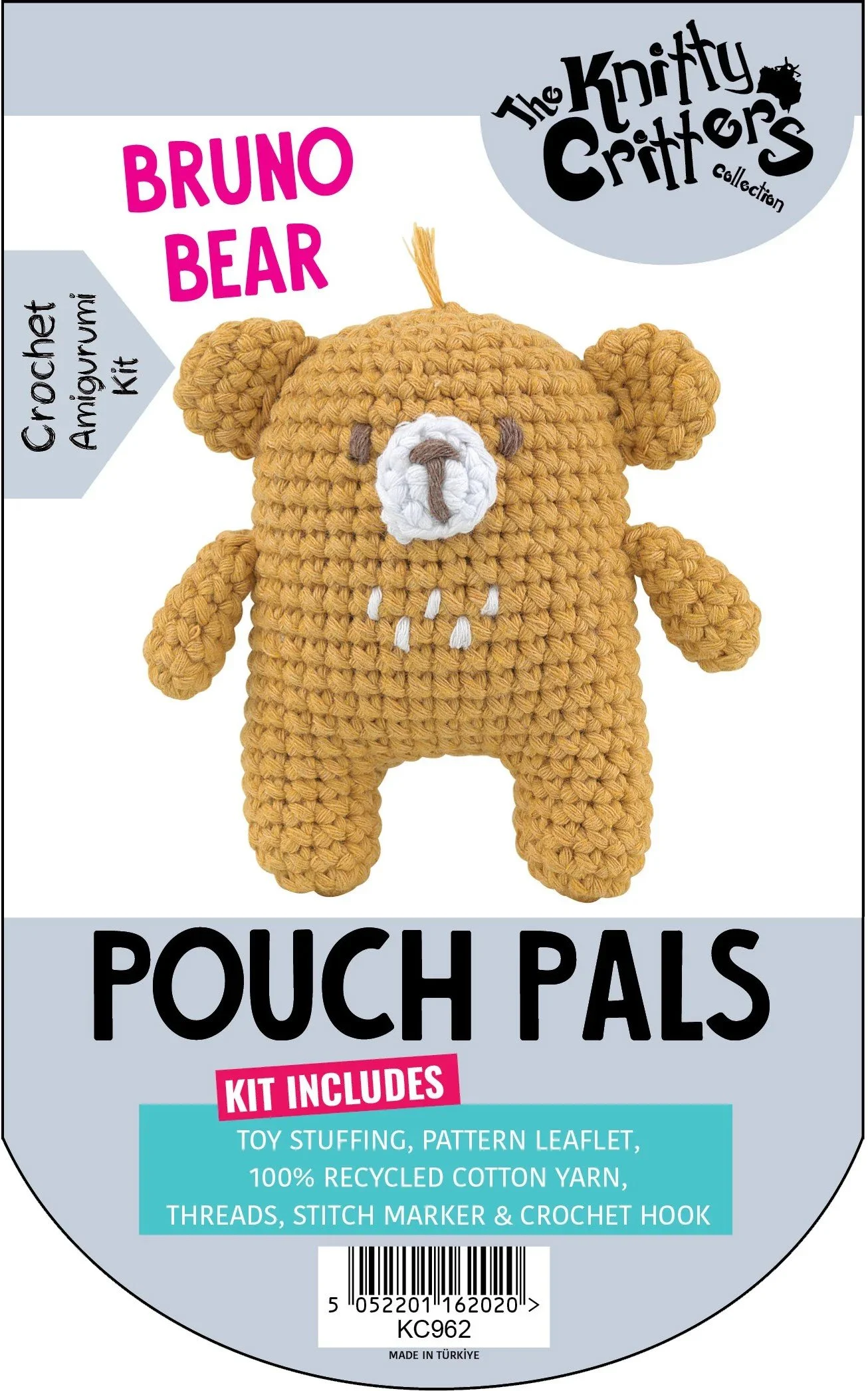 Pouch Pals Bruno Bear Amigurumi crochet kit