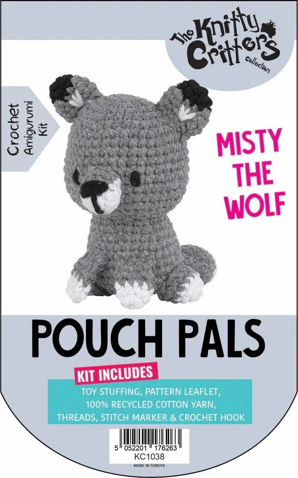 Pouch Pals Misty the wolf Amigurumi crochet kit