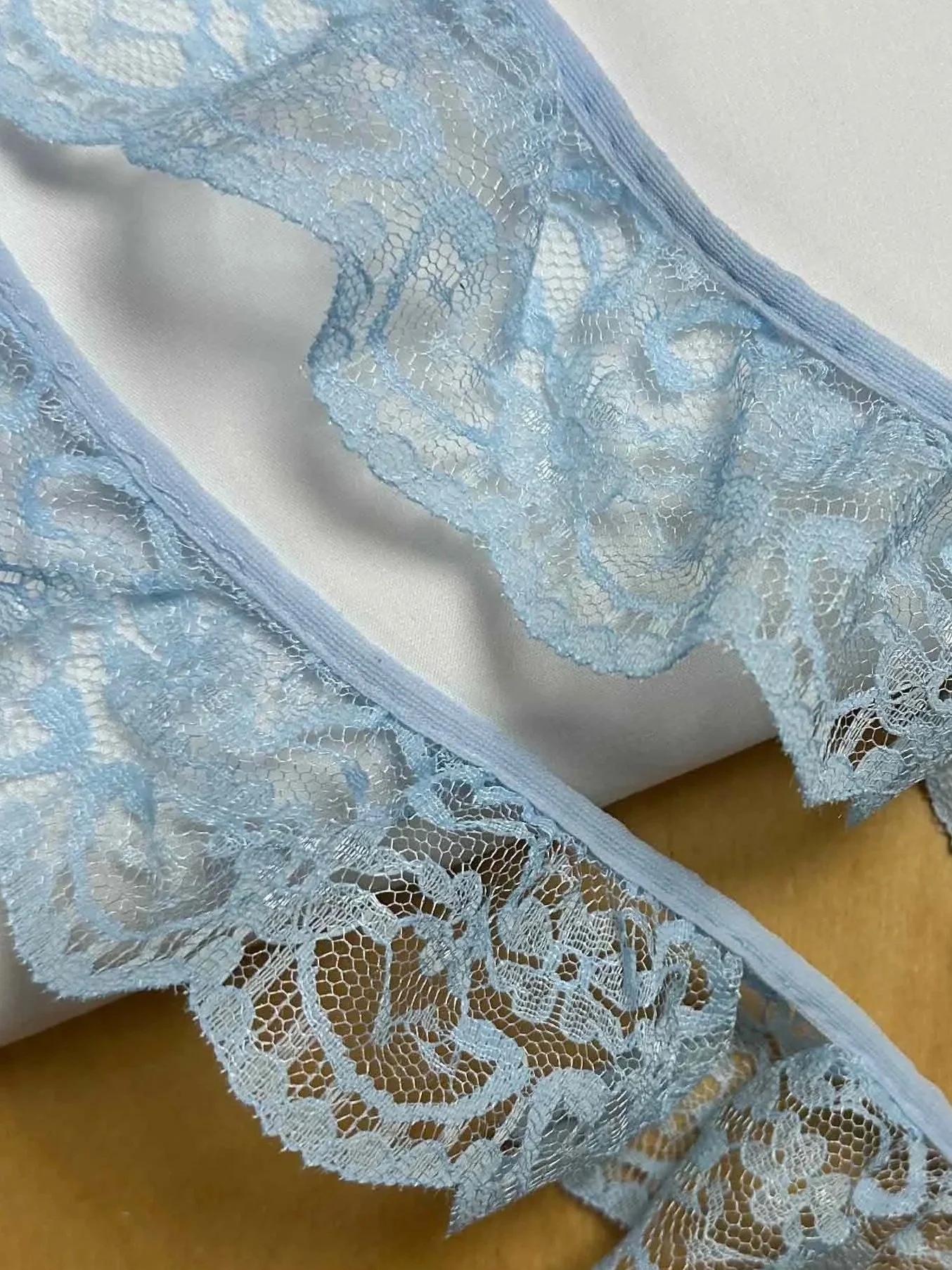 Powder Blue gathered Lace  5cm Trim