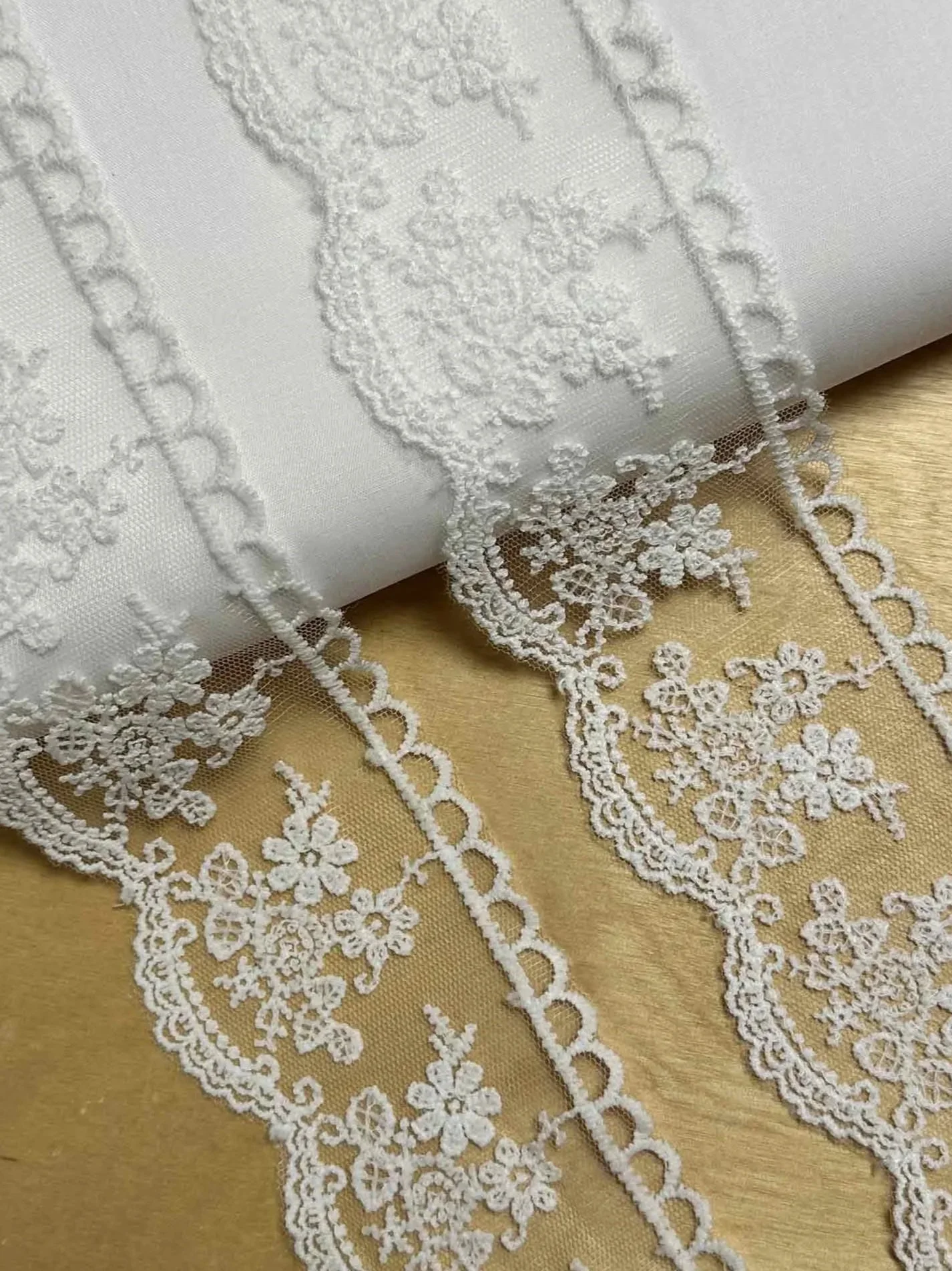 White Embroidered Floral Lace Trim 6.5cm