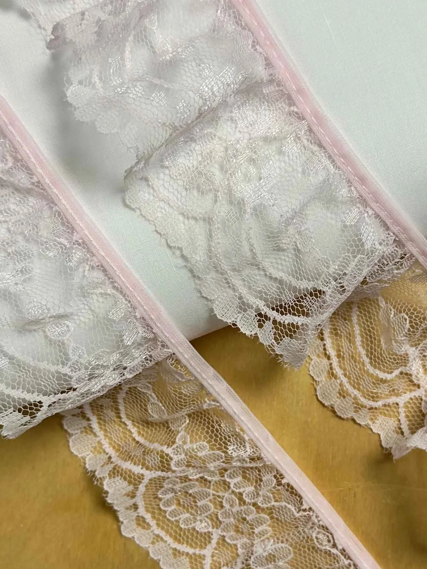 Powder Pink gathered Lace 5cm Trim