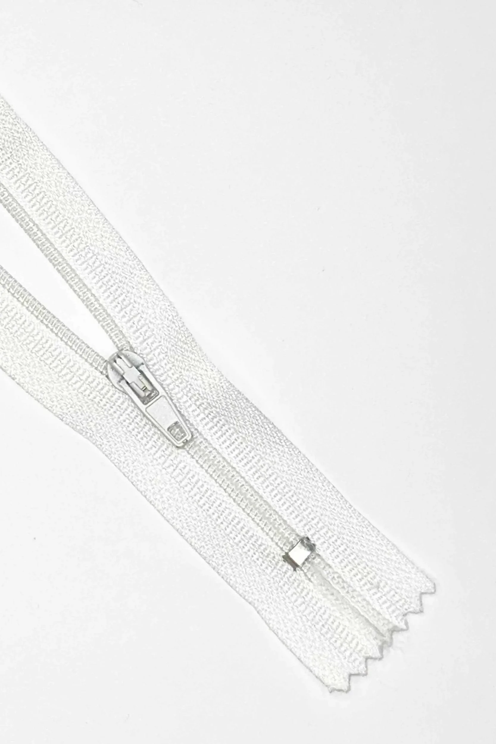 White Closed End Zip