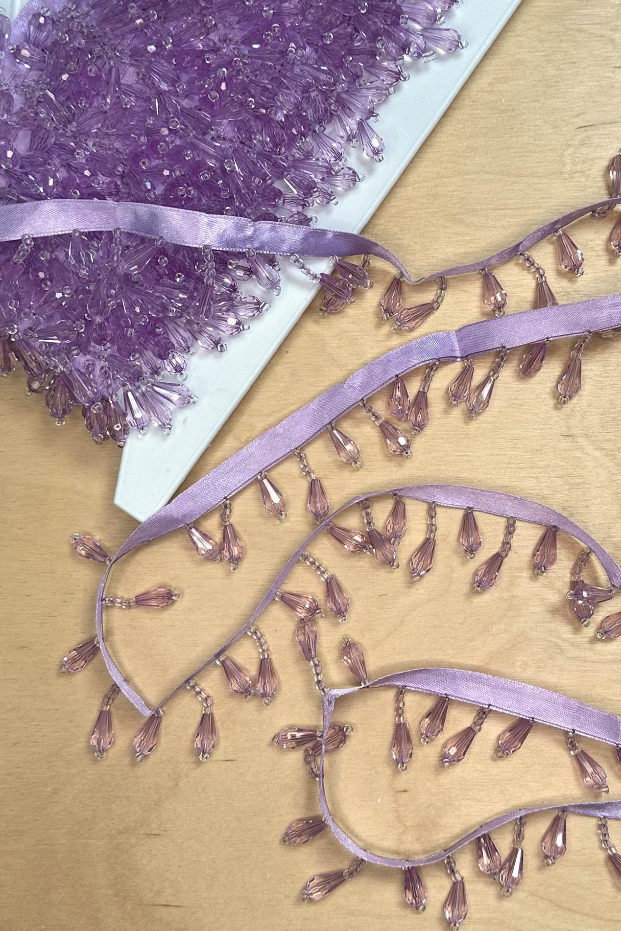 Purple Teardrop Beaded Fringe