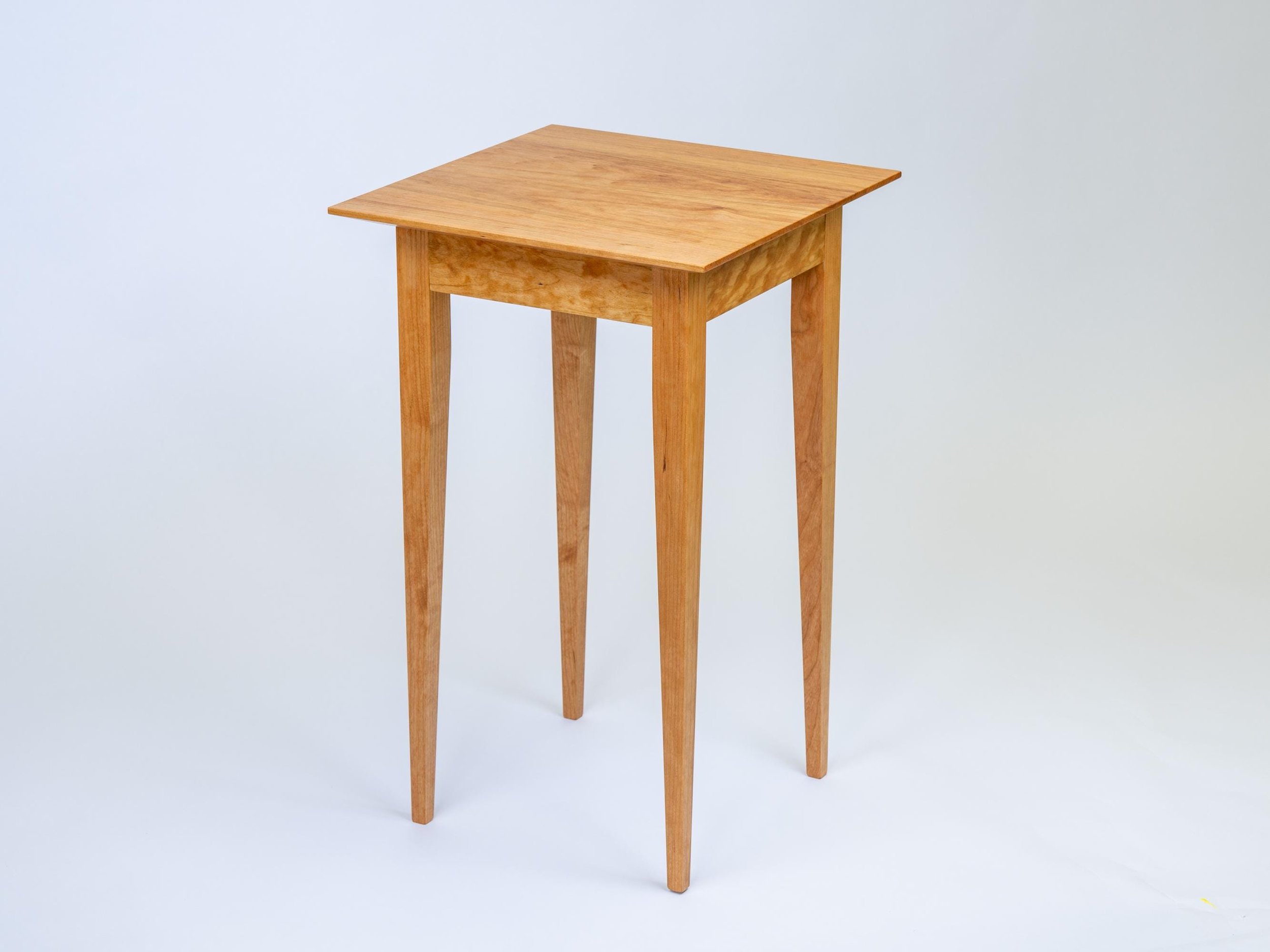 Handmade Cherry Accent Table – Solid Wood Side Table with Tapered Legs, Minimalist Hall Table, Modern Shaker Cherry Furniture