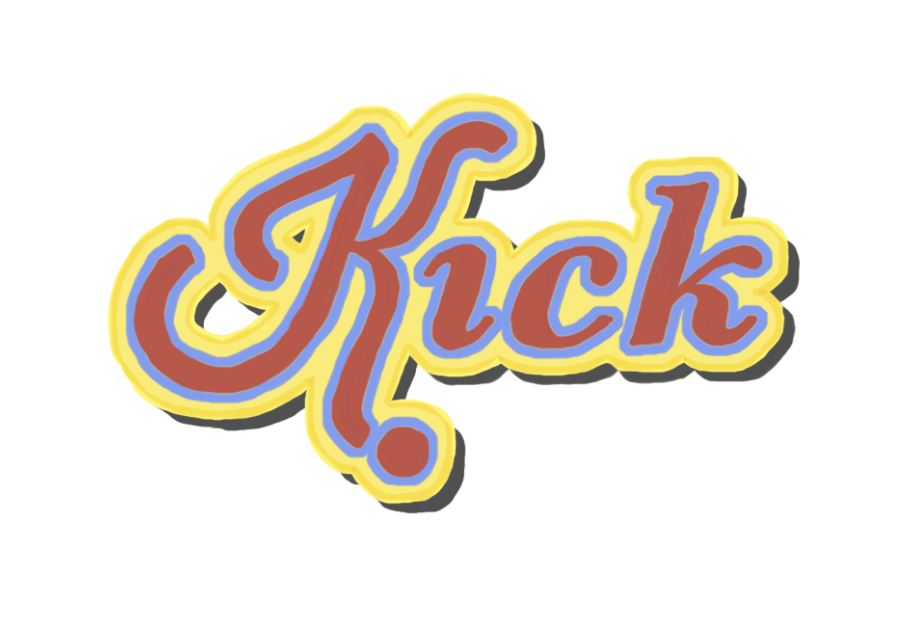 Logo sketch for Bar Kick. The 'K' kicking a ball. 
