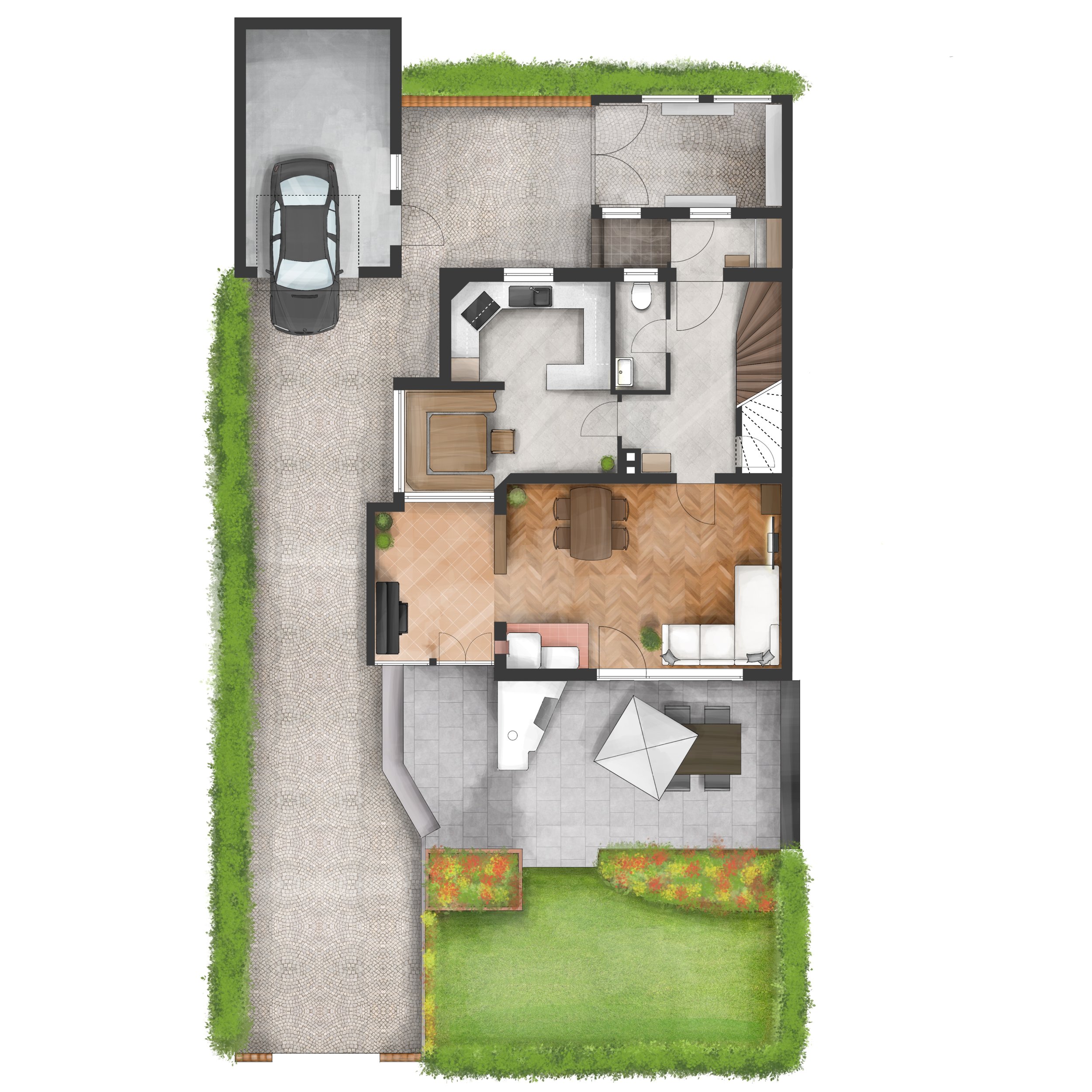 Grundrissvisualisierung Einfamilienhaus, Bayern, DE