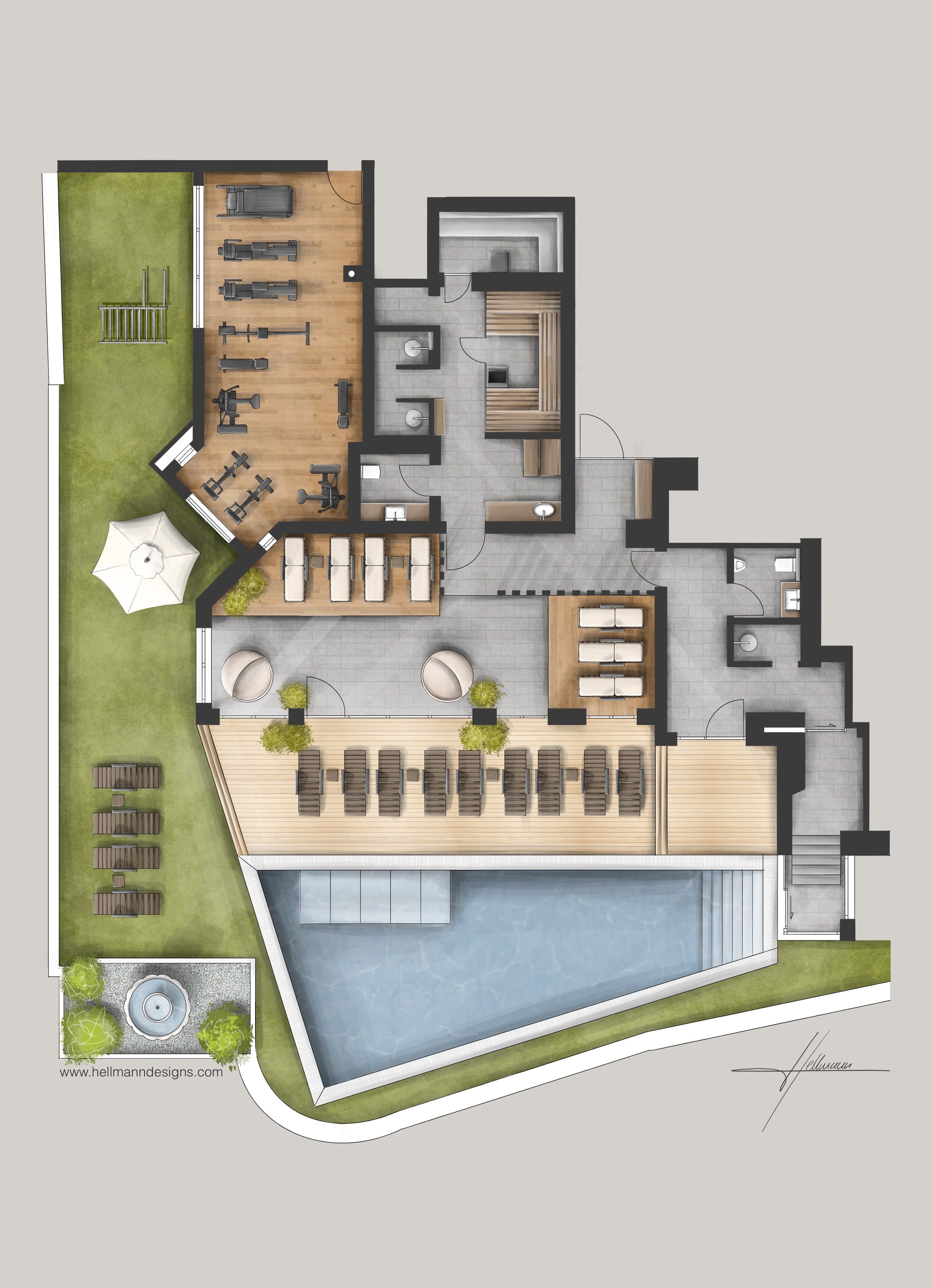 Grundrissvisualisierung Wellness- und Spabereich, Tirol, AUT