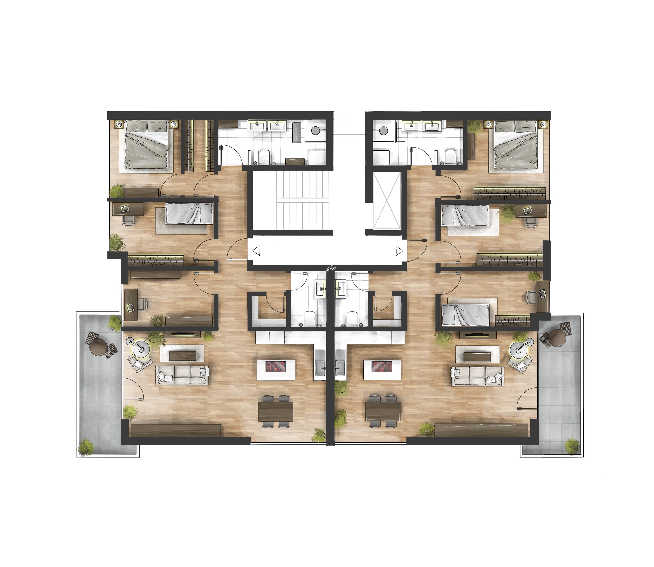 Grundrissvisualisierung Etagenwohnung, Sachsen, DE