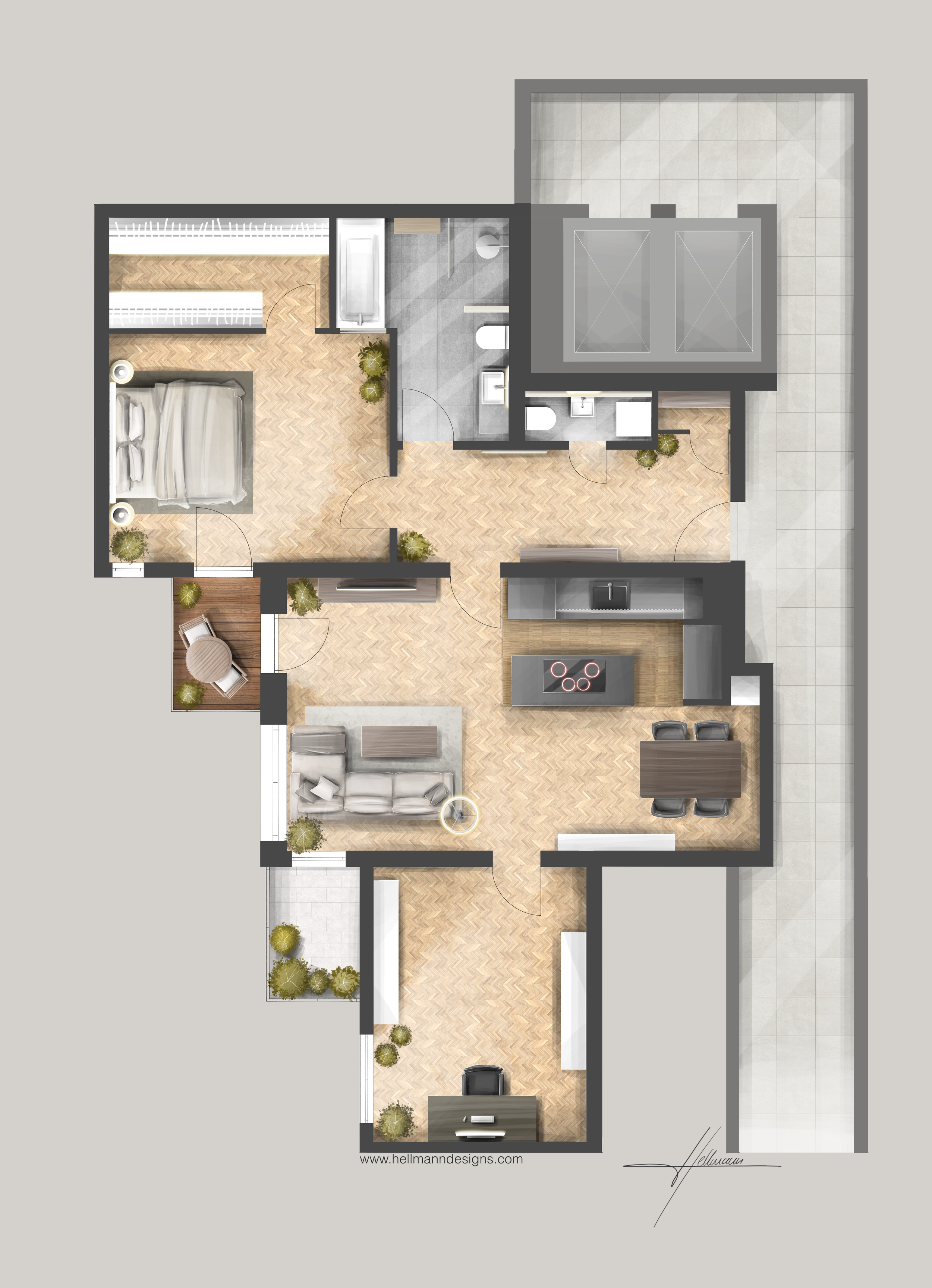 Grundrissvisualisierung Etagenwohnung, Berlin, DE