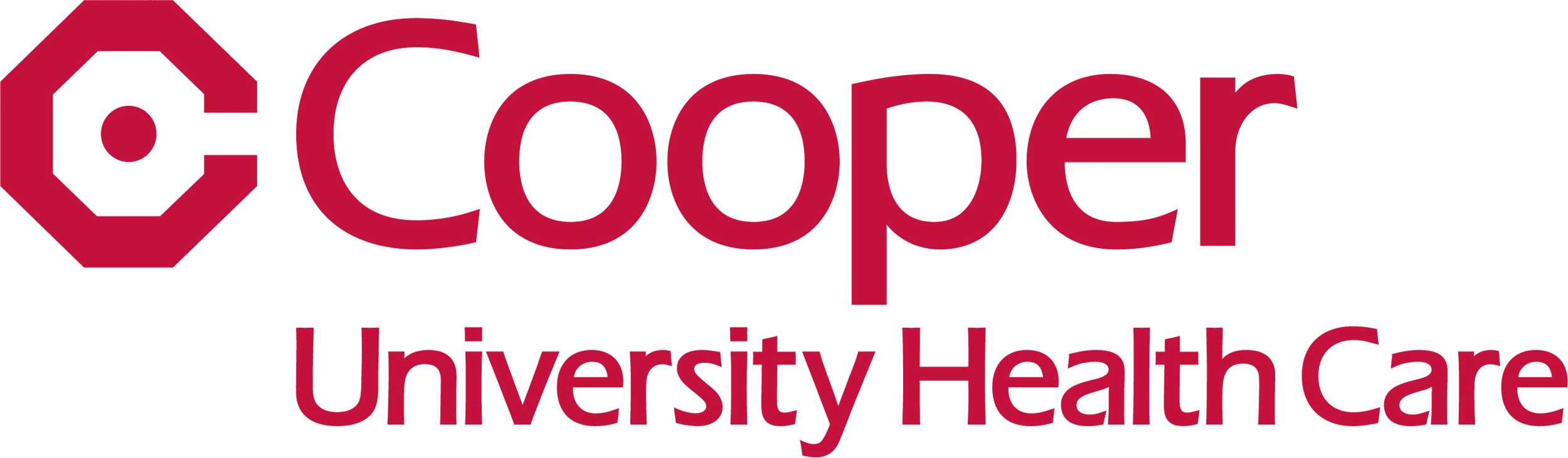 Cooper University Health Care logo with a maroon hexagon enclosing a white cross, and the text 'Cooper University Health Care' in maroon