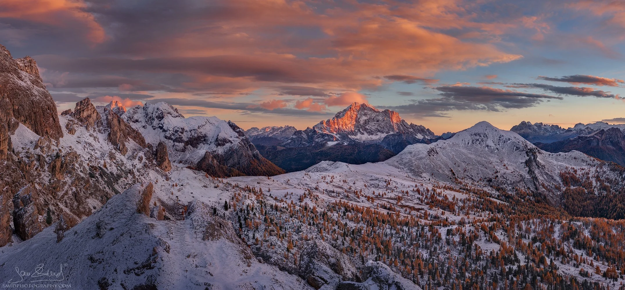 Snowy peaks of Monte Civetta during autumn-winter transition in the Dolomites by Jan Smid, Master QEP.