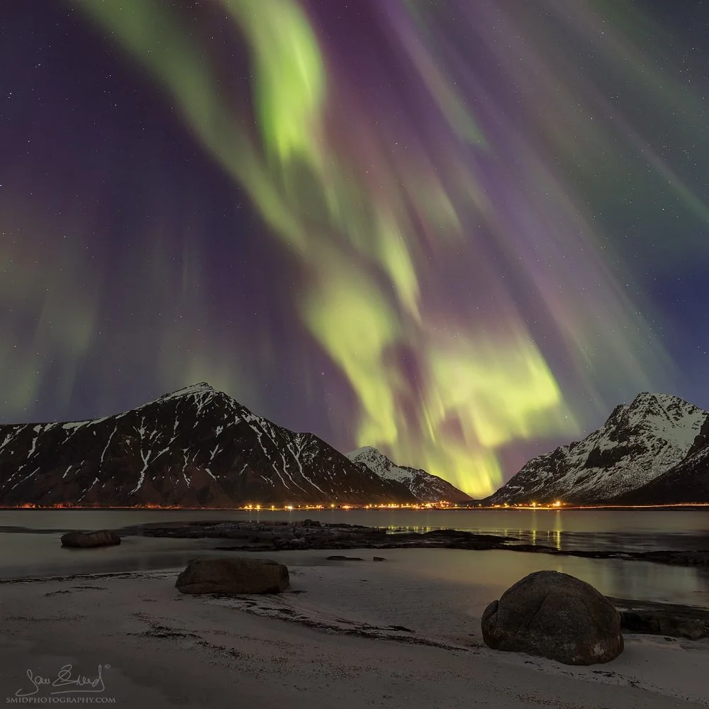 Multi-award-winning panoramic photograph of intricate sand patterns at Skagsanden beach, Lofoten. Captured by Jan Smid, Master QEP, during a 2016 expedition.