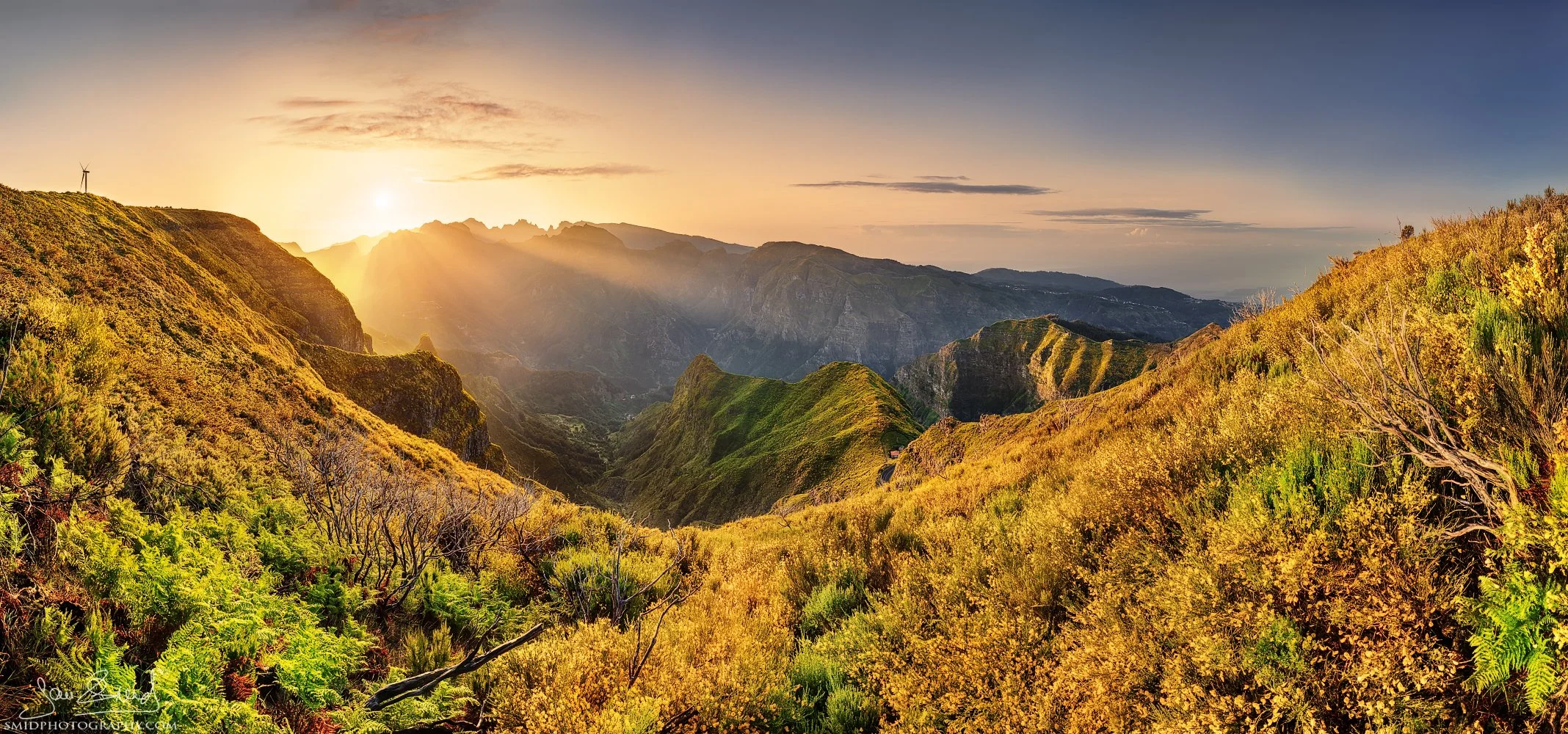 Panoramic landscape photograph "Madeira Impression" featuring a secret volcanic coastal location in Madeira during a vibrant sunrise. Captured by Jan Smid, Master QEP, during a 2023 photography expedition.