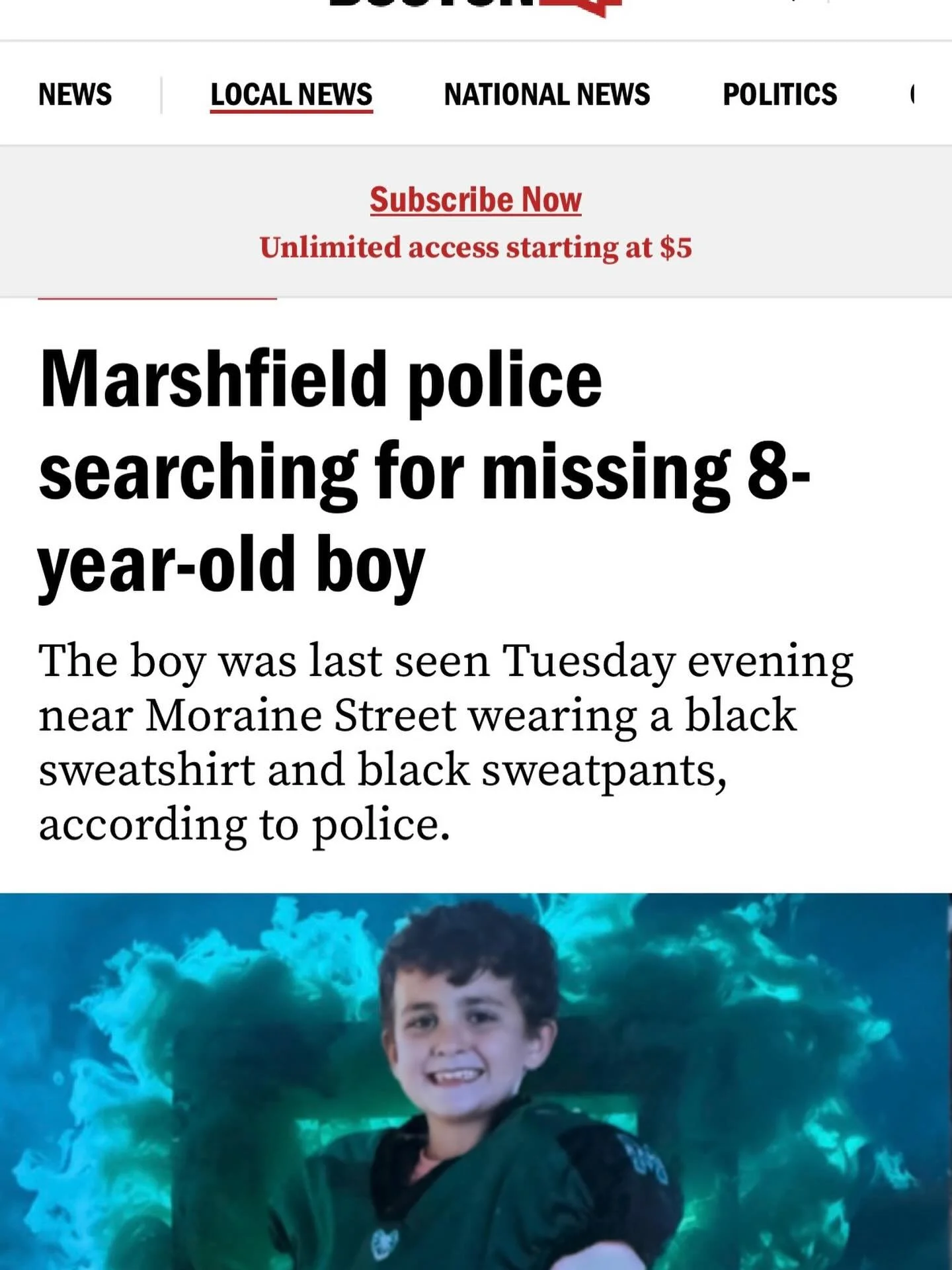 Amber alert for folks here in Massachusetts. 
#Amberalert #massachusetts #missingchild 
https://www.boston.com/news/local-news/2026/03/24/marshfield-police-searching-for-missing-8-year-old-boy/
