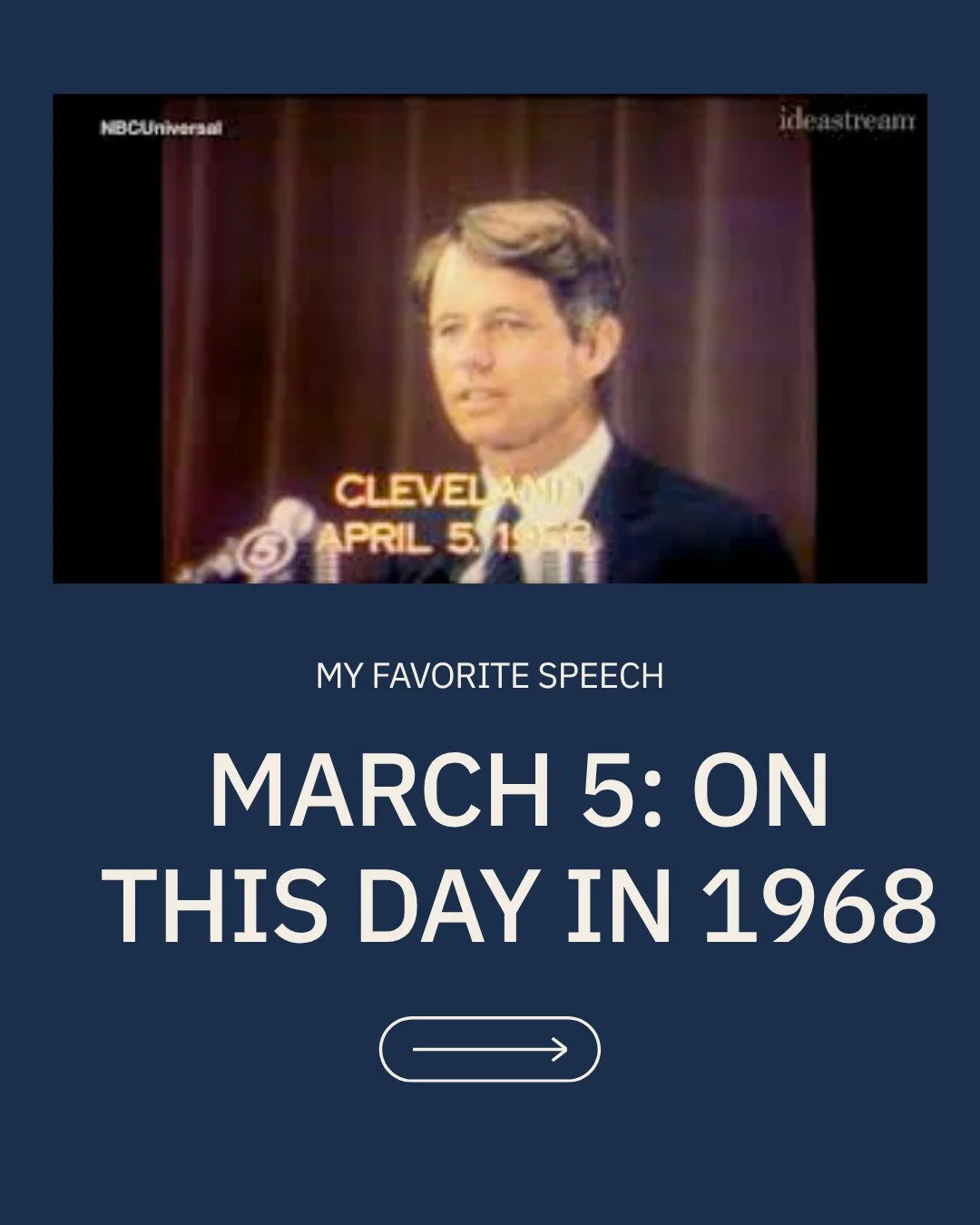 On this day in history, Robert Kennedy gave one of my favorite speeches. In the wake of Dr. King's assassination, he spoke of the "mindless menace of violence that...poisons our land." 

#Onthisday #speeches #RFK 
https://www.youtube.com/wa