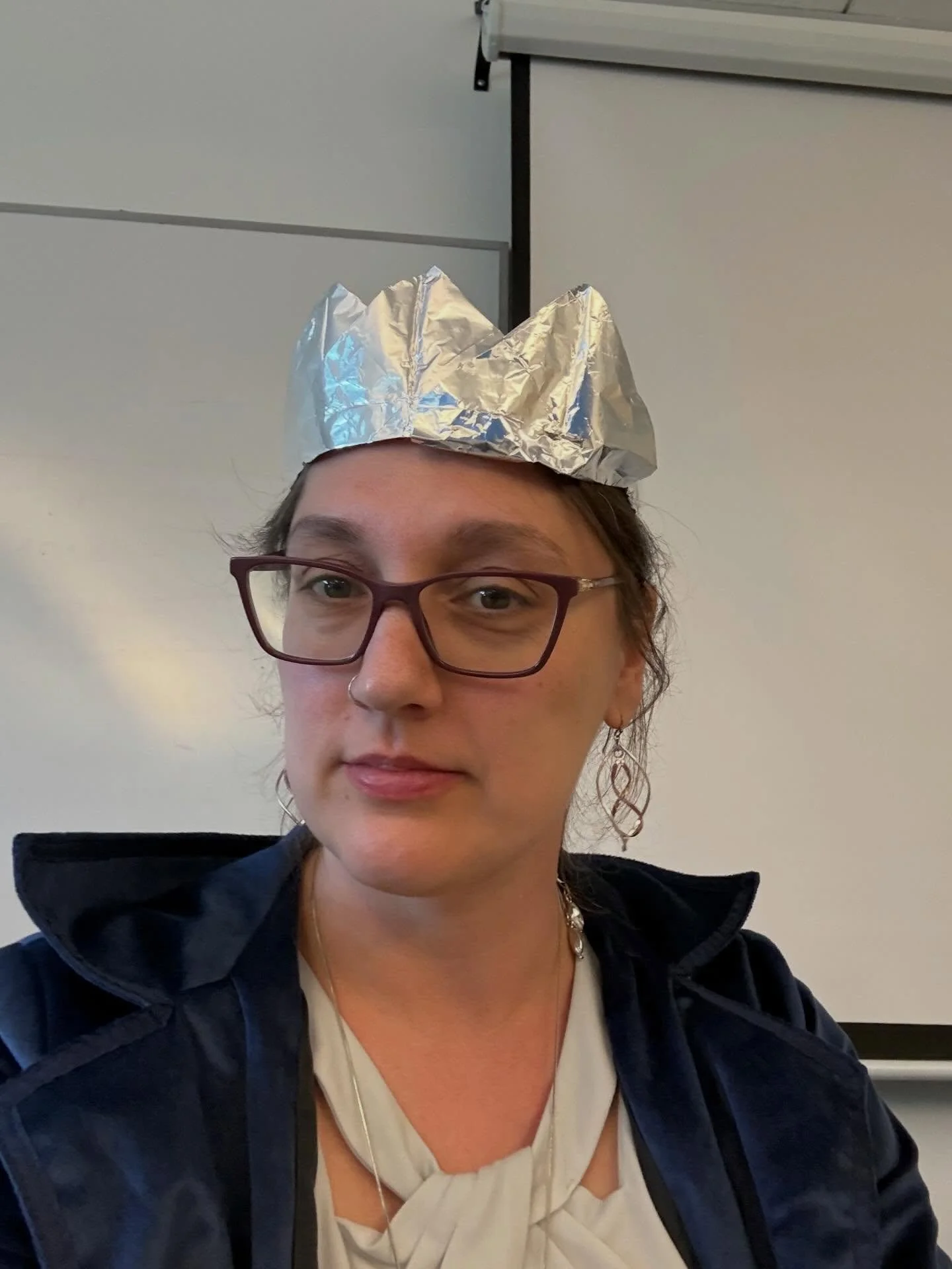 In preparation for one of our last classes, I asked the students in Crisis Politics what they thought future crises would be. We made tinfoil hats while we offered our theories. 😂
