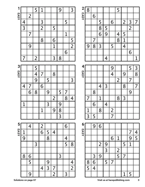 sudoku-puzzles-easy-to-medium-volume-2-hare-publishing for Free Easy Printable Sudoku Puzzles For Adults Sudoku Puzzles Easy to Medium Volume 2 — Hare Publishing for Free Easy Printable Sudoku Puzzles For Adults