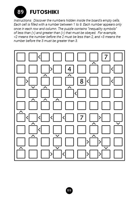 Futoshiki puzzle for Puzzle Activity Book for Adults Volume 1