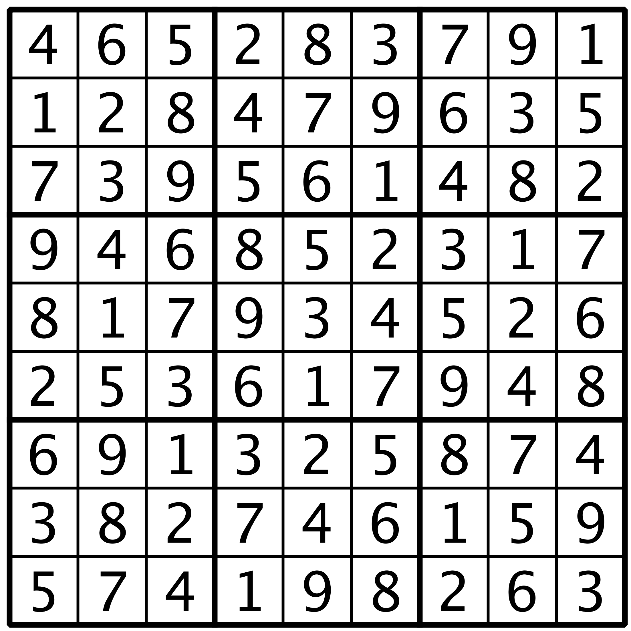 picture of a completed sudoku puzzle showing the solution.