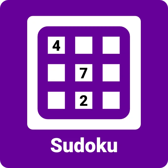 Sudoku puzzle icon showing a number grid with partially filled cells