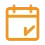Orange calendar icon with checkmark for new puzzles released every week.