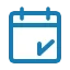 Blue calendar icon with checkmark for new puzzles released every week.