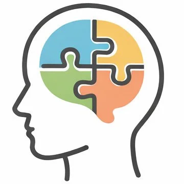 Head outline with puzzle pieces representing brain health and cognitive engagement