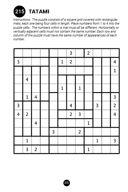 Tatami puzzle for Puzzle Activity Book for Adults Volume 1
