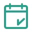 Green calendar icon with checkmark for  New puzzles released every week.