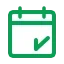 Green calendar icon with checkmark for new puzzles released every week.