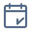 Blue calendar icon with checkmark for new puzzles released every week.