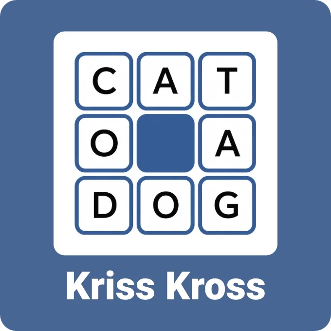 Kriss Kross puzzle icon showing an interlocking word grid with connected crossword-style words