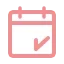 Pink calendar icon with checkmark for new puzzles released every week.