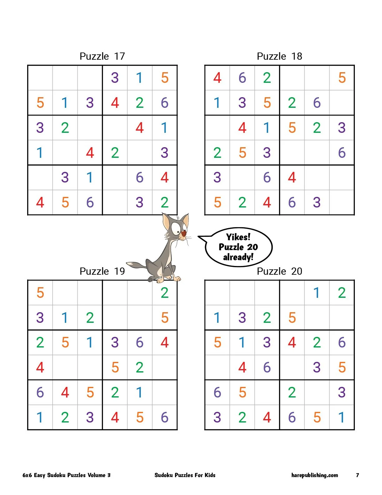 Sudoku Puzzles For Kids: 50 6x6 Easy Sudoku Puzzles Volume