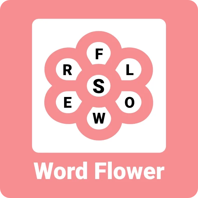 Word Flower puzzle icon showing a flower-shaped letter grid used to create connected words